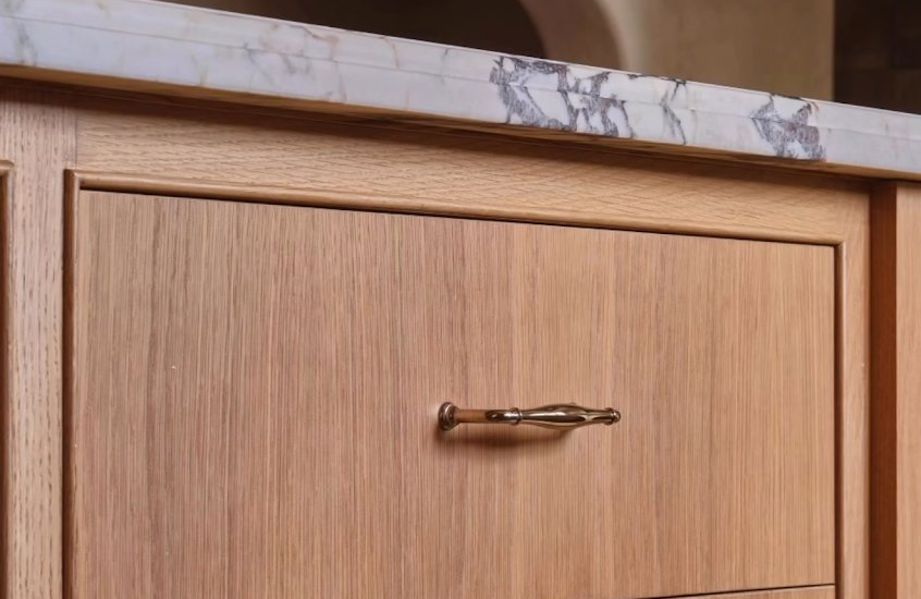 Oak drawers with brass pulls