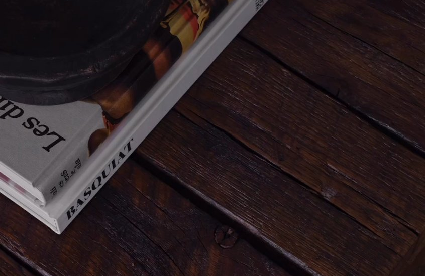 Oak table with books